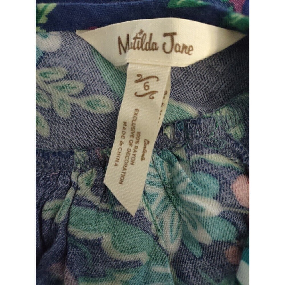 Matilda Jane Merry & Bright Girls Dress Size 6 Blue Floral Ruffles Long Sleeve - Picture 4 of 8